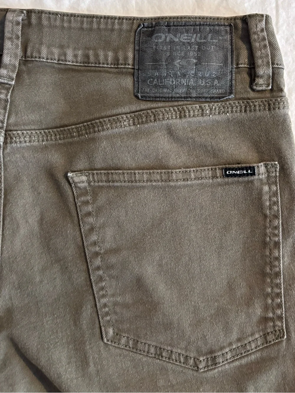 O'Neill Men's Olive Green Slim Jeans with Back Pocket Patch